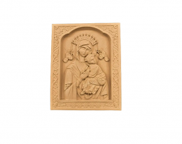 Ξυλόγλυπτo Διακοσμητικό-  Εικόνα Παναγία η Αμόλυντος 15,5cmΧ19,5cm (3684)